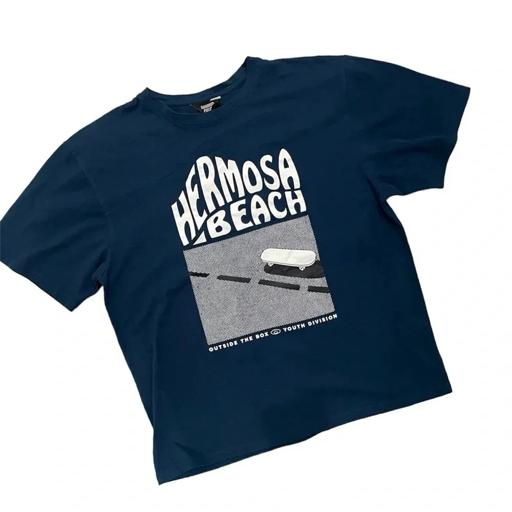 NWT Hundred Pieces Hermosa Beach Skate Navy Graphic Tee Shirt